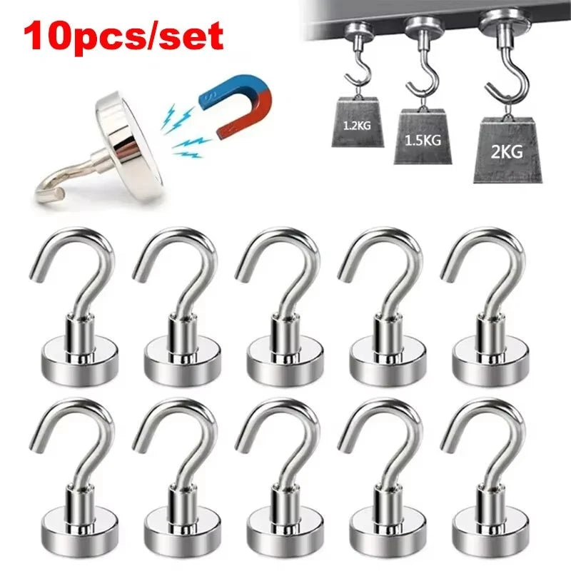 10PCS Strong Magnet Hooks Multi-Purpose Storage Hooks Home Kitchen Bar Storage Hooks Key Storage Hooks Bathroom Hangers